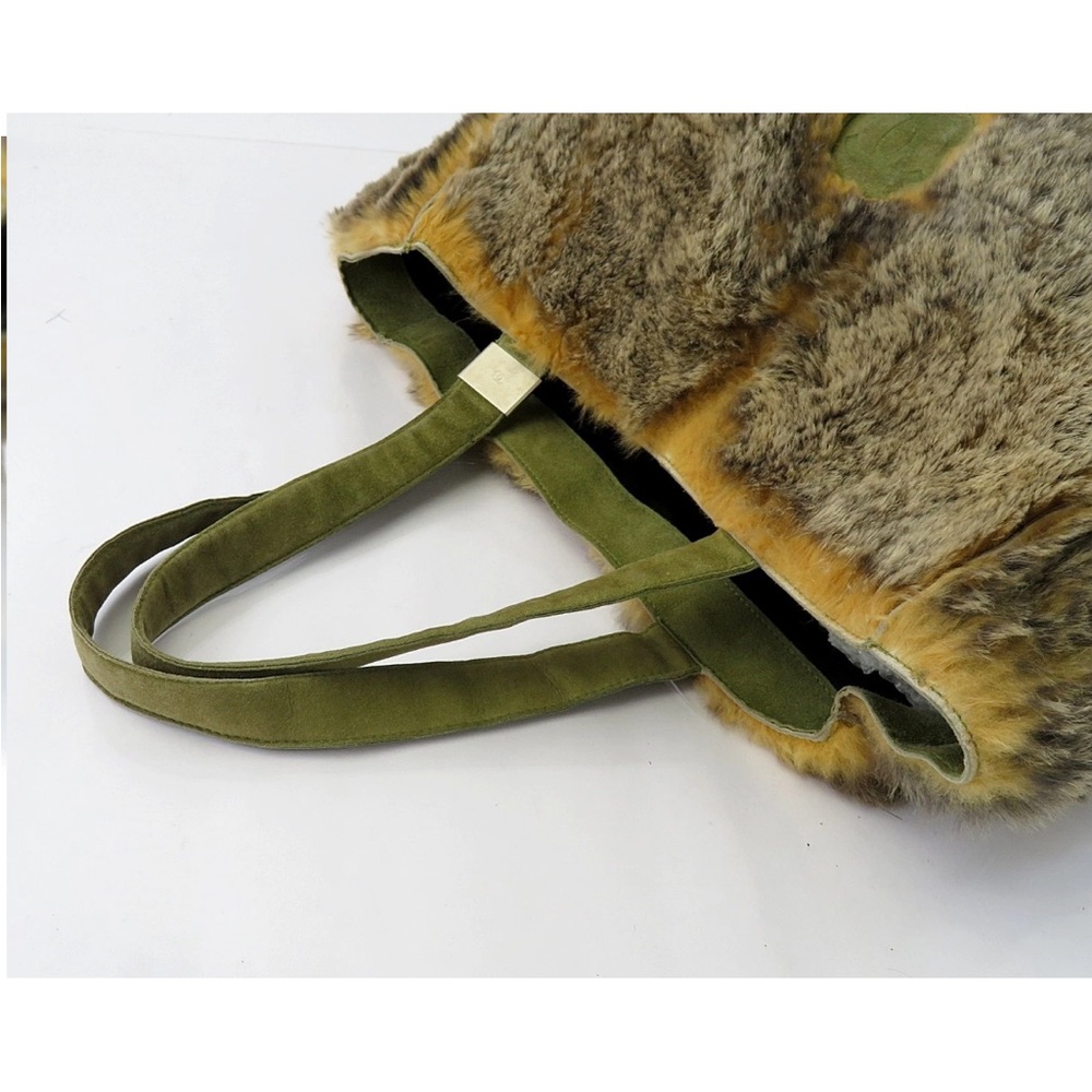 CHANEL Rabbit Fur Tote - Olive and Tan - Picture 8 of 16